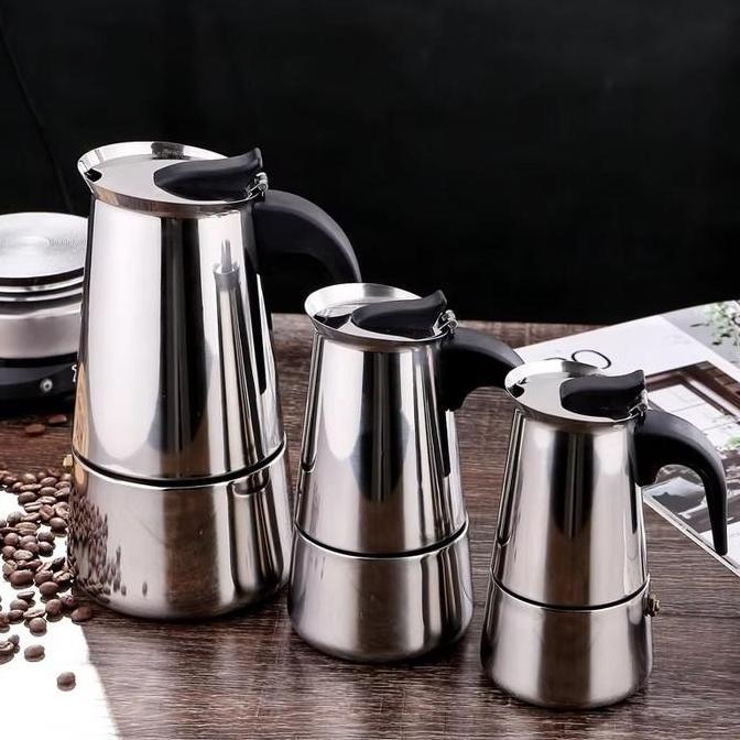 WISZCA Alat Pembuat Kopi Moka Pot Espresso Maker Coffee Maker Stovetop Stainless Steel Alat Seduh Pe