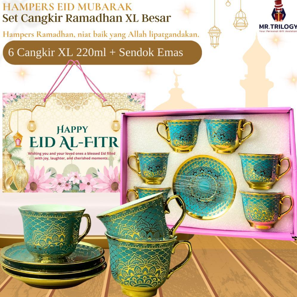 NEW DEALS HAMPERS LEBARAN HARI RAYA IDUL FITRI EID MUBARAK HAMPERS GELAS XL CANGKIR KERAMIK SET / HA