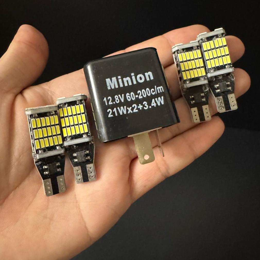BEST SALE PAKET 1 Flasher Bunyi Minion plus 4 Sein Super Terang 45 Mata LED Cocok Untuk Semua Tipe M