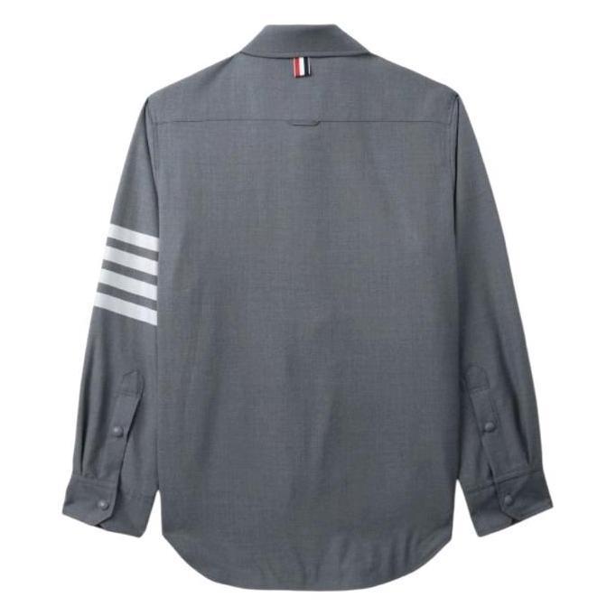 TB Shirt Jacket Wool Snap Button 4-Bar Stripes Gray - Damen & Herren