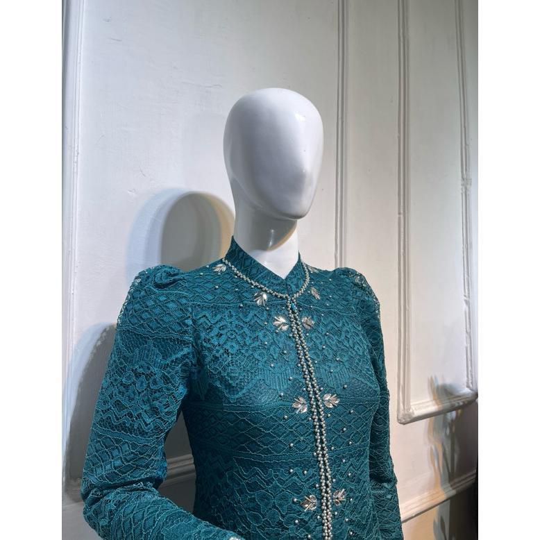 Terbaru Kebaya Tunik Brokat Kerah Sanghai Kebaya Tunik Modern Kombinasi Payet