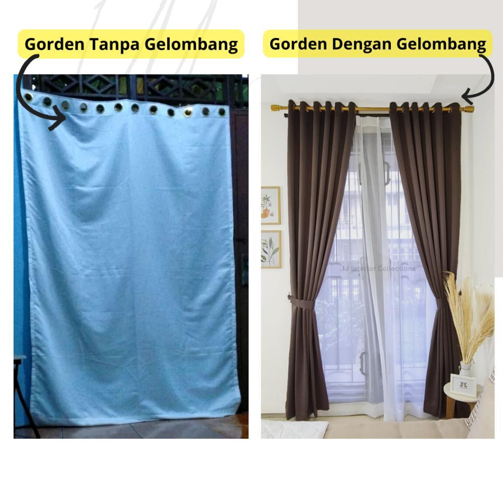 Gorden Jendela Pendek - Gorden Jendela Blackout 80% Horden Pintu Hordeng Tebal Pendek Tirai Polos Mi