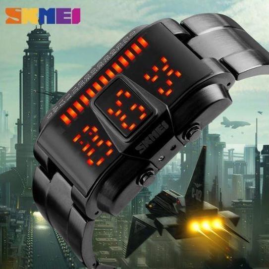 Grosir Jam Tangan Pria Digital Skmei 1179 Black Water Resistant 30M