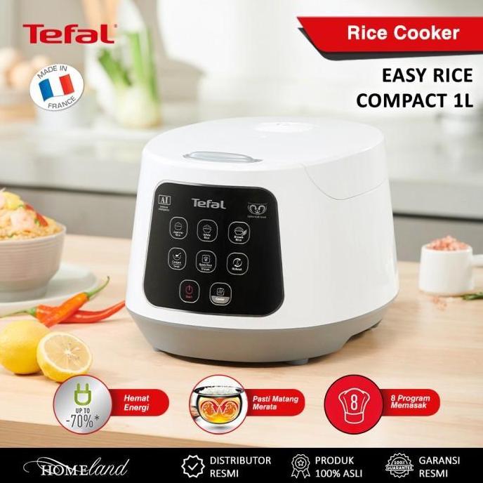 TEFAL Easy Rice Compact RK7301 Rice Cooker 1L Fuzzy Logic 8 Program Spherical Bowl Hemat Energi