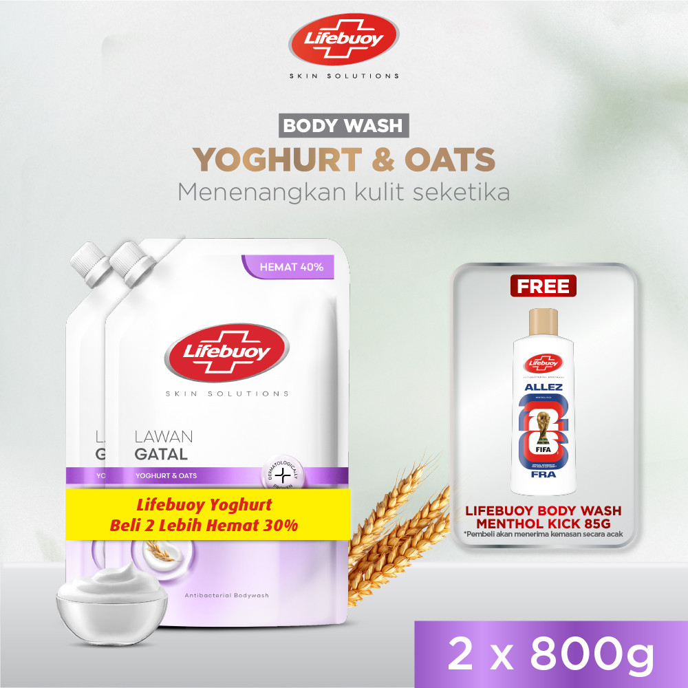 [FIFA EXCLUSIVE] BUY LIFEBUOY SABUN MANDI CAIR YOGURT CARE REFILL 2X720G GET LIFEBUOY BODY WASH MENT