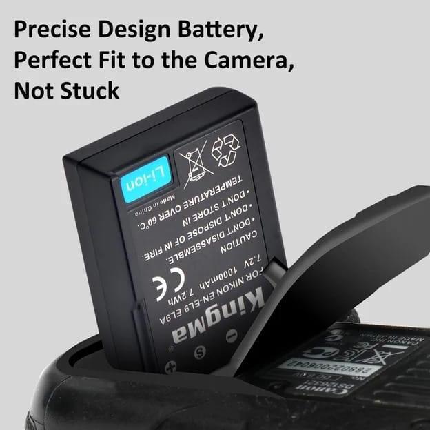 KINGMA EN-EL9 /EN-EL9A Battery for Nikon D40, D40X, D60, D3000, D5000 etc With LCD Dual Slot CHARGER