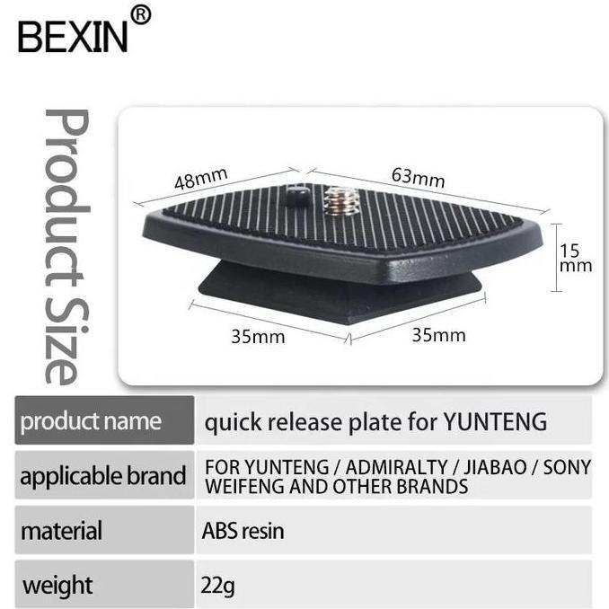 BEXIN Tripod Mini Quick Release Plate 35*35mm for Yunteng Weifeng