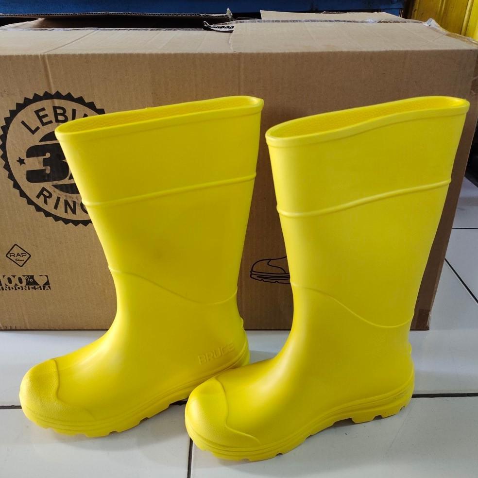 Sepatu Boots Hujan merk BRUCE BOOTS untuk Pria Wanita bahan Karet Anti Air Anti Slip Super Ringan
