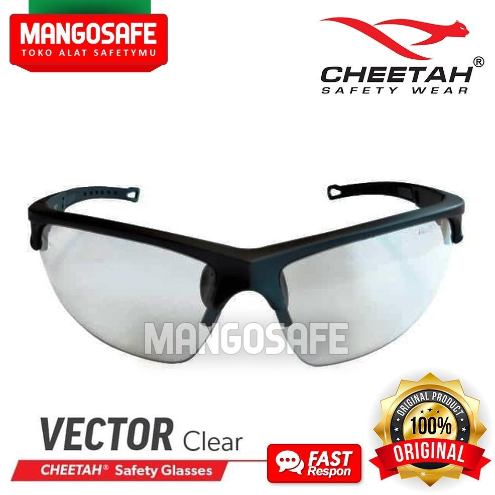 CHEETAH VECTOR CLEAR / Kacamata Trendy Keren VIRAL Putih Bening Pelindung Motor Biker Ojol / Safety 