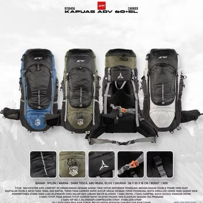 Tas Carrier Kapuas Adv 60+5 Liter Arei / Tas Carrier Arei