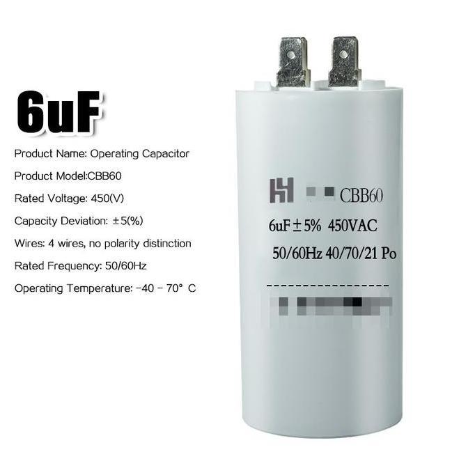 OREJELA Capacitor Starting Kompresor CBB60 Tegangan 450V AC Tersedia Ukuran 6uf 8uf 12uf 25uf 40uf