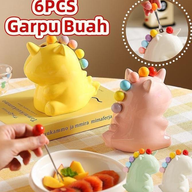 HILYAWN 6PCS Set Garpu Buah Stainless Steel Garpu Buah Karakter Unicorn Lucu Garpu Dessert /Garpu Bu