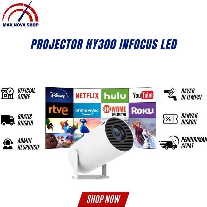 OREJELA Projector HY300 Infocus LED Proyektor 4K Wifi6 Dualband  Layar Lcd