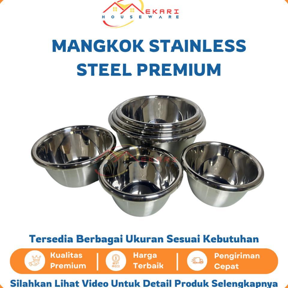 Bowl Baskom Mangkok Mangkuk Stainless Steel Tebal Anti Panas / Wadah Makanan Serbaguna Premium