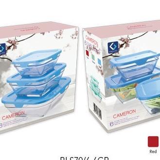 Mangkuk Kaca Kotak Set Original 3 Pcs Tutup Plastik|Mangkok Bekal|Mangkok Souvenir|Mangkok Sayur