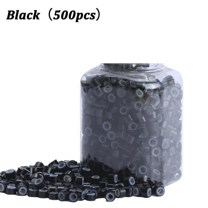 BUNDUQ 500pcs Ring Silikon Sambung Rambut Ukuran Besar Profesional Alat Salon Tersedia Hitam/Warna A
