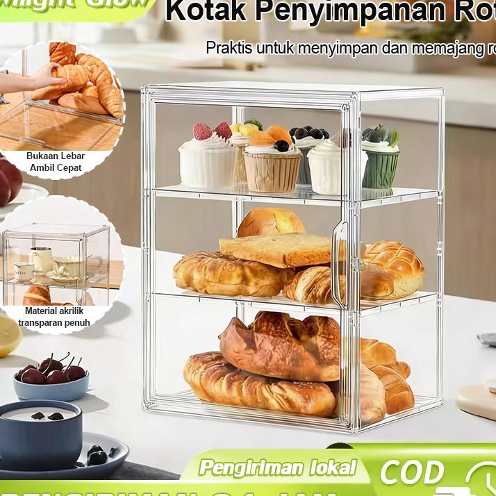 Twilight Glow Etalase Kue Rak Roti Akrilik Rak Display Etalase 3 Susun Etalase Roti Donat Serbaguna