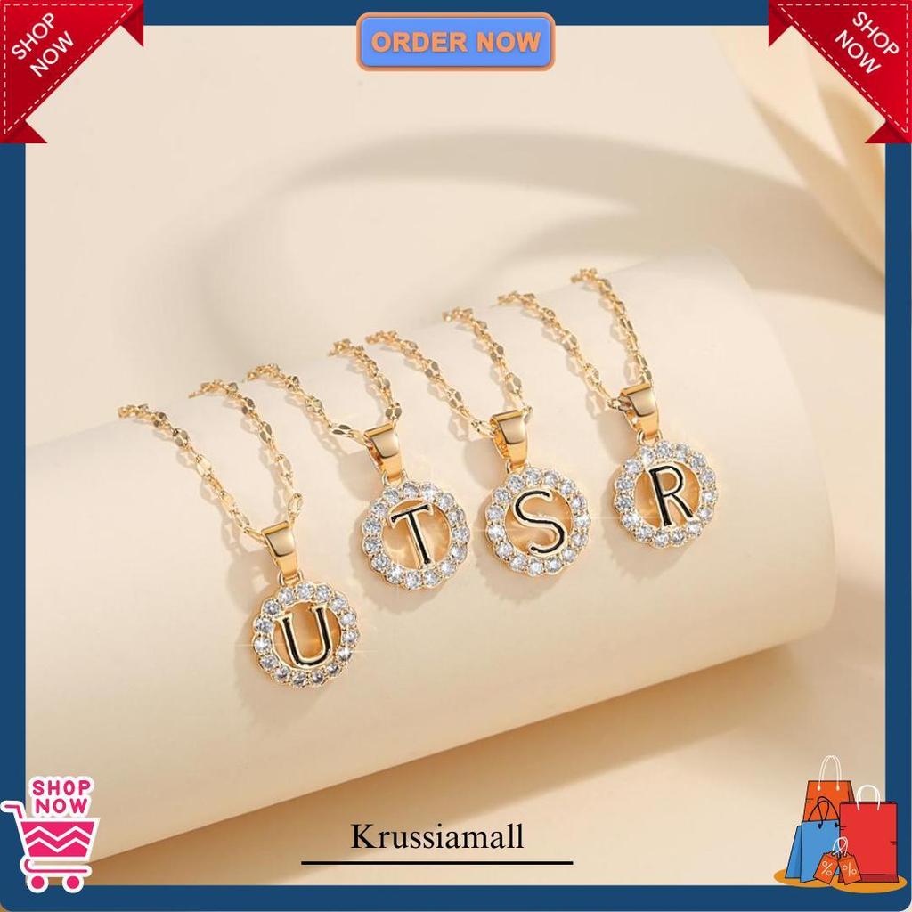 Lanmi Jewelry Kalung Titanium Huruf Wanita Anti Karat Lapis Emas Perhiasan Luntur Rose Gold Huruf Ak