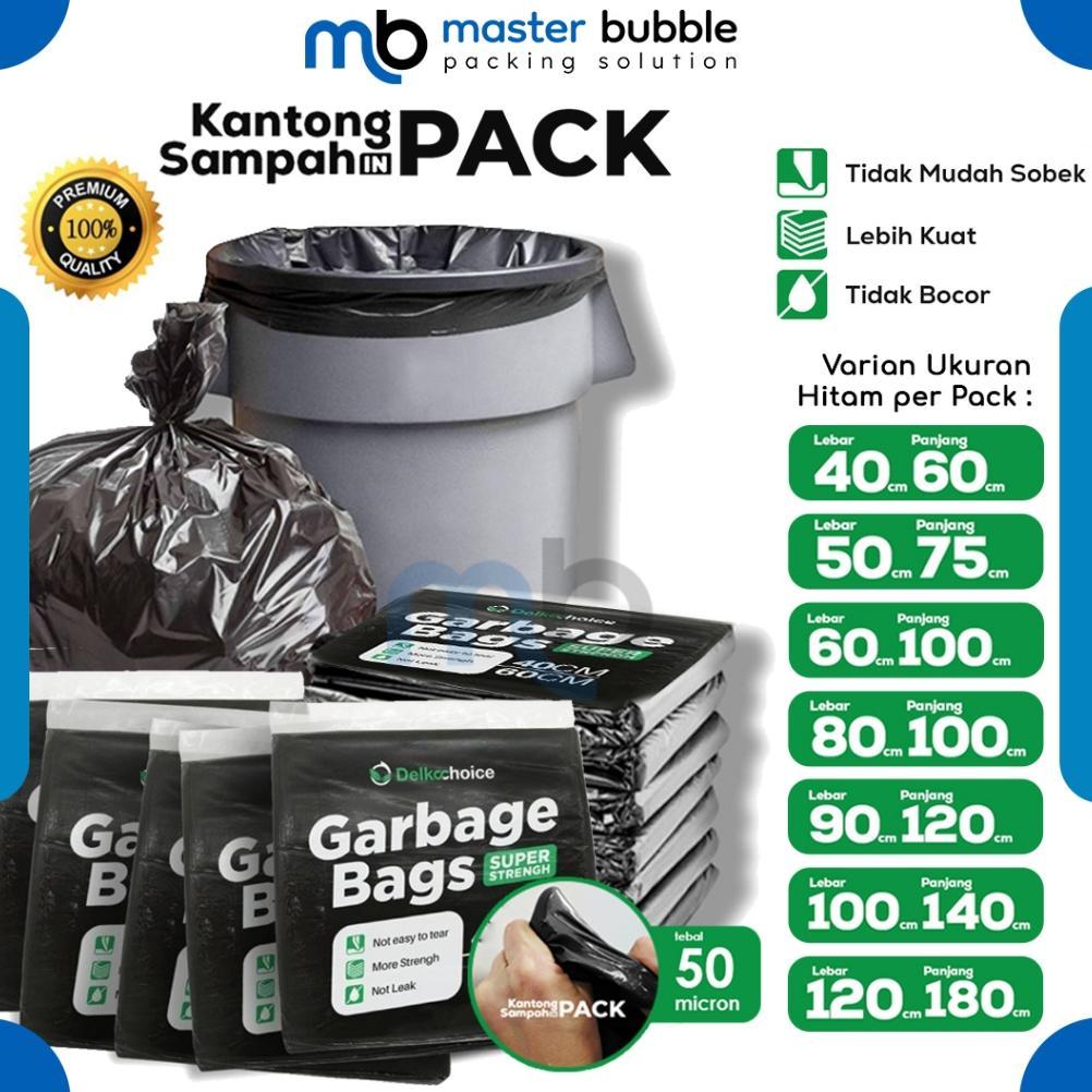 Kantong Kresek Plastik Sampah Hitam Per-Pack / Plastic Trash Bag / Garbage Bags Tebal Delkochoice
