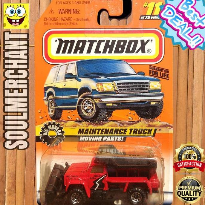 Matchbox Highway Maintenance Truck Moving Parts Merah Diecast Alat Berat New