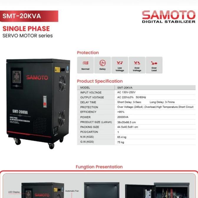 Stabilizer Samoto SMT-20KVA 20 KVA 1 Phase Servo Motor / Stabiliser Samoto SMT 20KVA 20.000 VA Singl