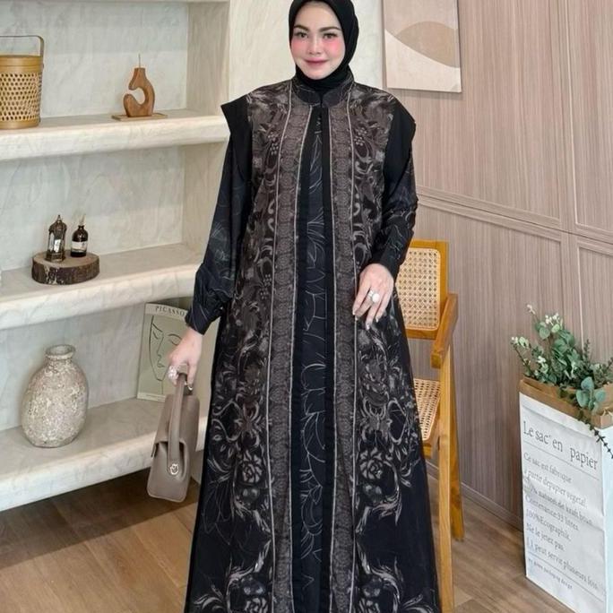 HMF Luxury Sesha Dress Premium Gamis Lebaran Terbaru Fashion Muslim Terkini Cantik Mewah Nyaman Paka
