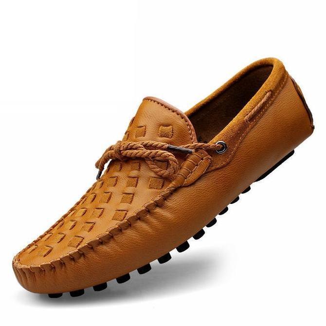 Sepatu Pantofel Pria Kulit Asli Santai Formal Keren Dewasa Sepatu Slip On