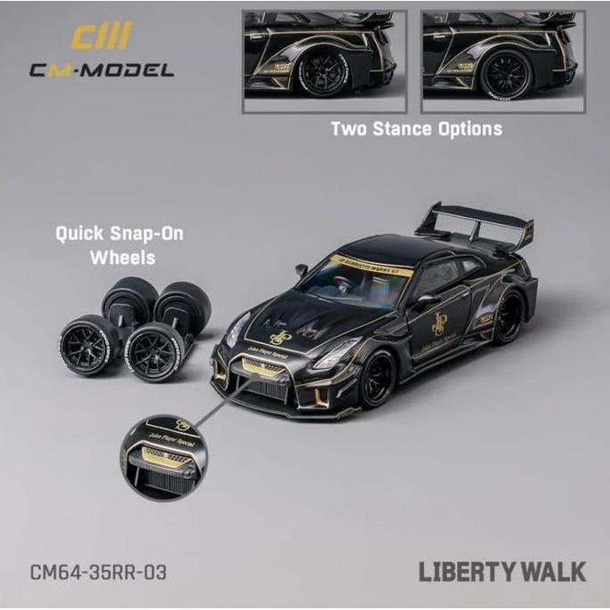 CM64-35RR-03 CM Model 1/64 Nissan 35GTRR R35 Black LBWK Super Silhouette in Black JPS Livery
