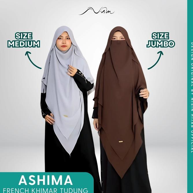 Ashima French Khimar Tudung Bahan Ceruty Babaydoll Luxury By Nisin Hijab
