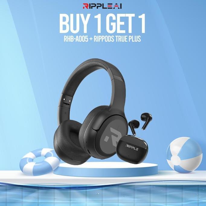 Super Promo BundleRIPPLE Rippods Headphone RHB A005 +True Go / Fit/ MOTION TWS Bluetooth Earphone Ba