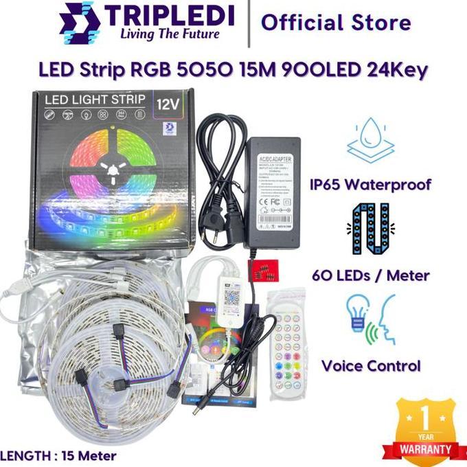 Promo Tripledi Led Strip 15 Meter 450 900Led Rgb 5050 Lampu Tempel Dinding Lampu Panel Bluetooh Wifi