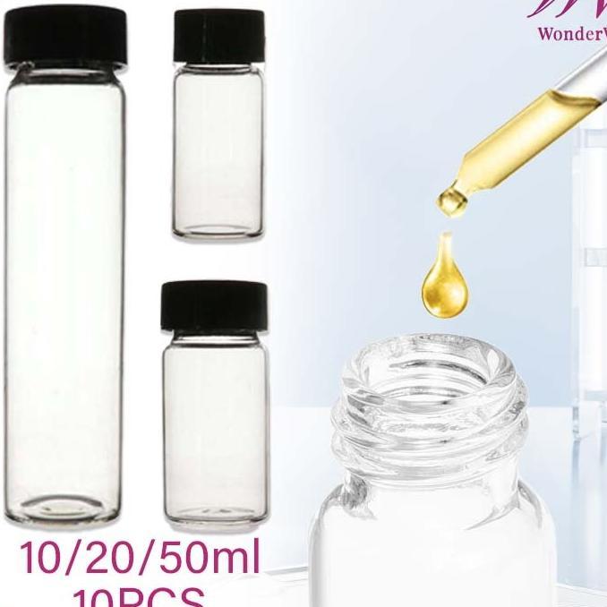 10/20/50Ml Botol Kaca Tutup Ulir 10Pcs Botol Kaca Mini Botol Kaca Kecil Universal Botol Sample Parfu