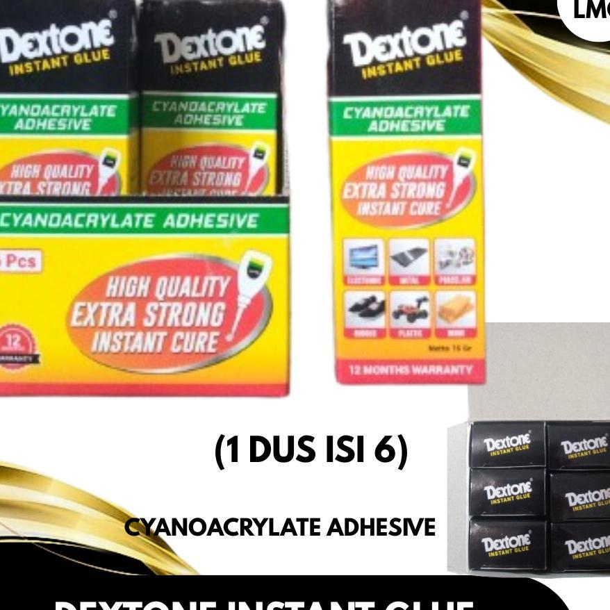 Lem Tetes Dextone || Dextone Instan Glue 15Gr || 1 Dus Isi 6