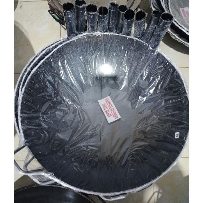 Wajan Nasi Goreng Anti Lengket 50Cm // Wok Seasoning // Wajan Besi // Wajan Baja
