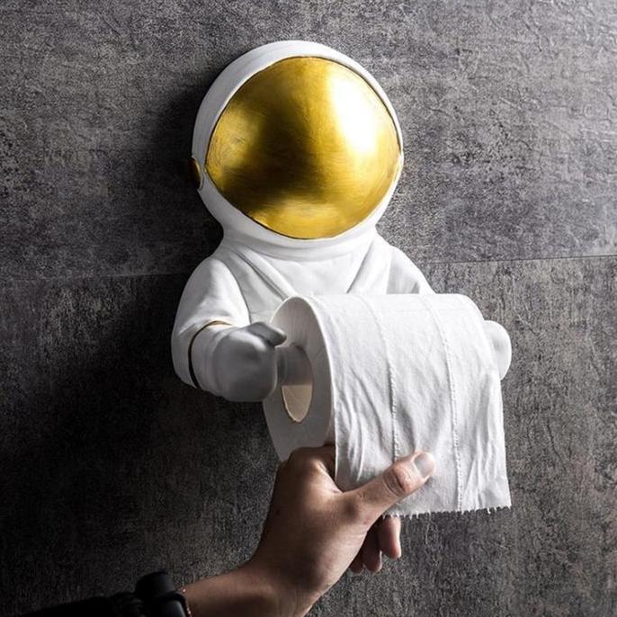Astronaut Tissue Roll Hanger / Tempat Tissue Tisu Toilet Tempel Dinding Astronot Lucu Nordic Unik