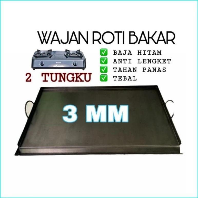Wajan Roti Bakar / Wajan Sosis / Wajan Kebab /Wajan Roti John /Wajan 2 Tungku / 3 Mm