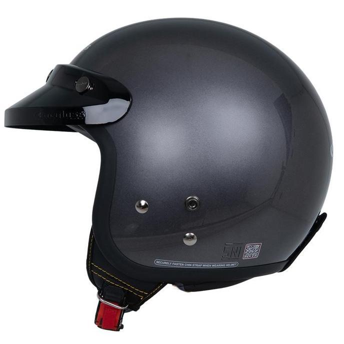 Helm Cargloss Original CFM Retro Army Half Face - Anchor Grey Glossy Motor Motorcycle