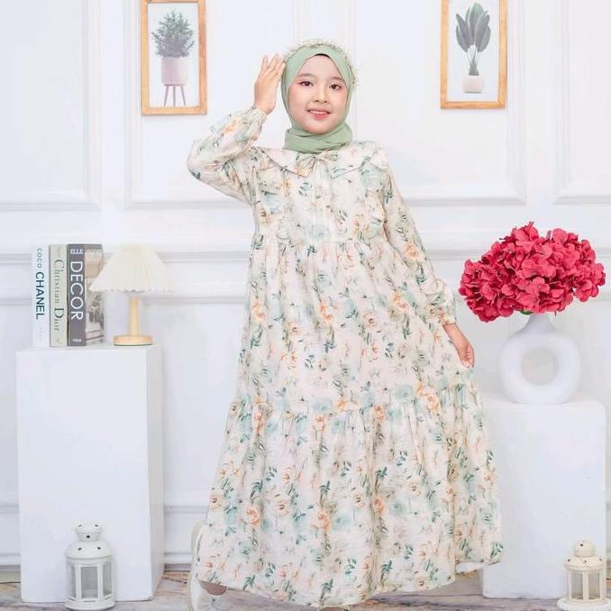 Stile- Gamis Anak Queen Motif Series One Set Hijab - Bahan Ceruty Baby Doll