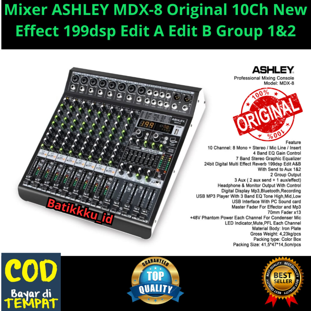 Mixer Audio Ashley Mdx8  Mdx 8 Original 10Ch New 199 Dsp 3 Aux Bluetooth Usb Recording