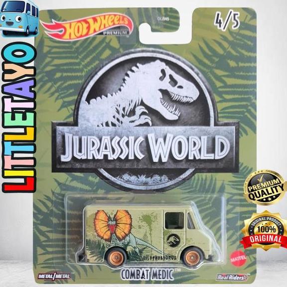 HOTWHEELS JURASSIC WORLD COMBAT MEDIC - PARK PILOPHOSAURUS DINOSAURUS New