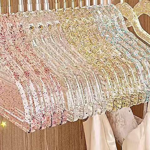 Rak Pakaian Plastik Kristal Set 10 Pcs / Rak Pakaian Cantik / Rak Pakaian Berkilau / Rak Pakaian Ema