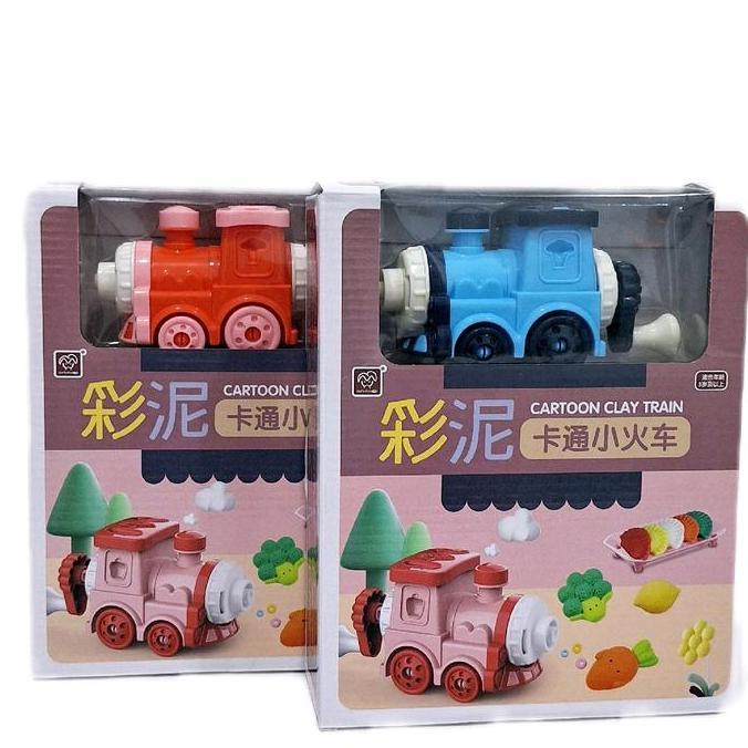 [ Mainan Edukasi Seni Kerajinan Mesin Manual Kereta Mencetak Playdoh - Cartoon Clay Train Mainan Ana