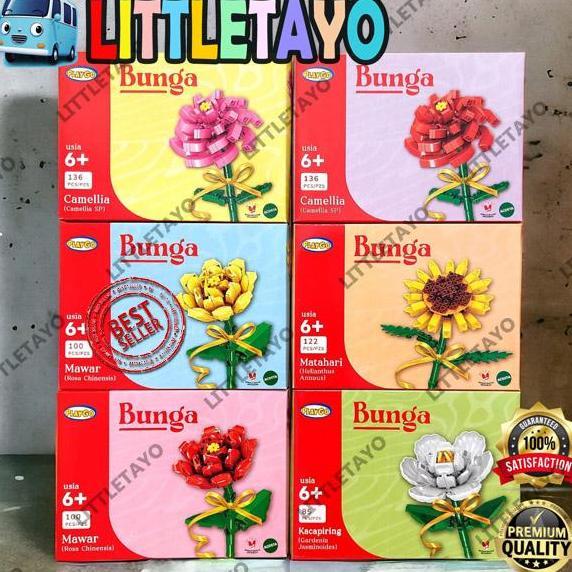 PLAYGO BUNGA MATAHARI CAMELLIA MAWAR - BALOK SUSUN LEGO BRICK New
