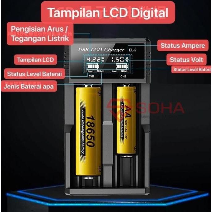 Charger Baterai Cas Baterai AAA AA 18650 Indikator Digital LED Status Baterai Volt Ampere Ni-Cd 1.2V