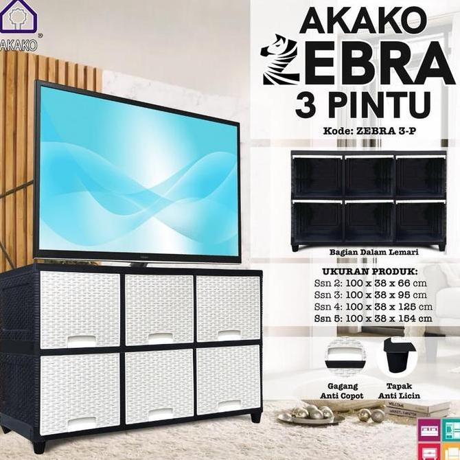 AKAKO - LEMARI PAKAIAN PLASTIK AKAKO LEMARI ZEBRA 3 PINTU SUSUN 2