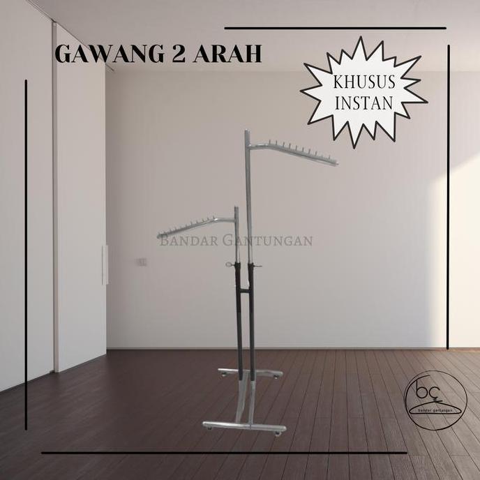 Gawang Baju 2 Arah Display Standing Hanger Baju Besi Gawangan Baju Besi 2 Arah - Bh