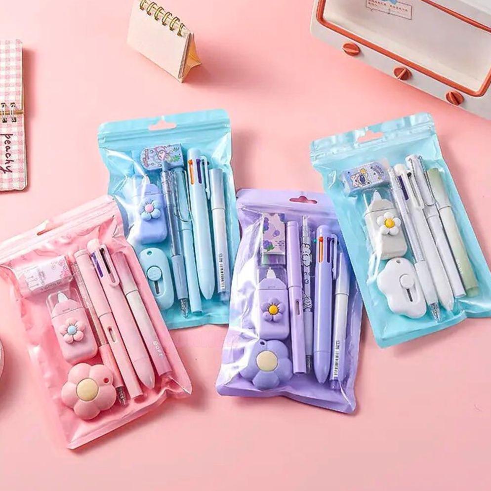 Alat Tulis Sekolah Lengkap 1 Set Sd Paket Aesthetic Lucu Pulpen Pensil Stabilo Pastel Anak Perempuan