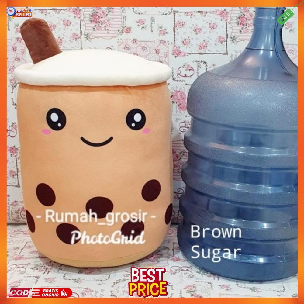 Boneka bantal boba milk tea brown sugar JUMBO - Cokelat Tersedia Juga Boneka boba jumbo murah Boneka