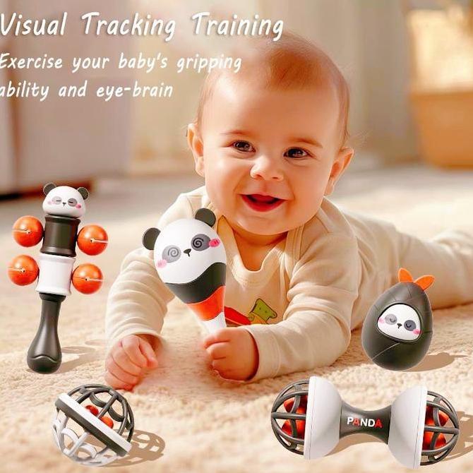 VIVI Instrumen Mainan Pencerahan Bayi Merah & Hitam, Bola Palu Pasir, Stimulasi Visual, Mainan Pendi