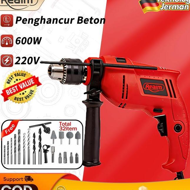 Reaim Bor Listrik 13Mm Mesin Bor Bor Impact Bolak Balik Bor Listrik Impact Impact Drill Listrik Elec